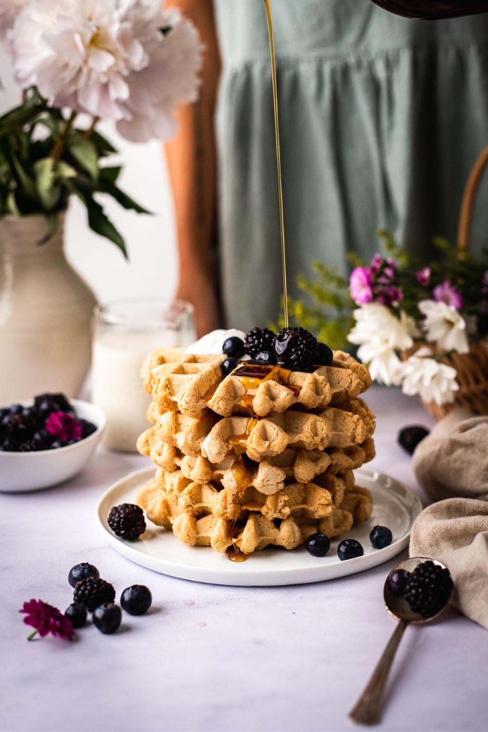 Easy Vegan Gluten-Free Waffles with Jammy Berry Sauce